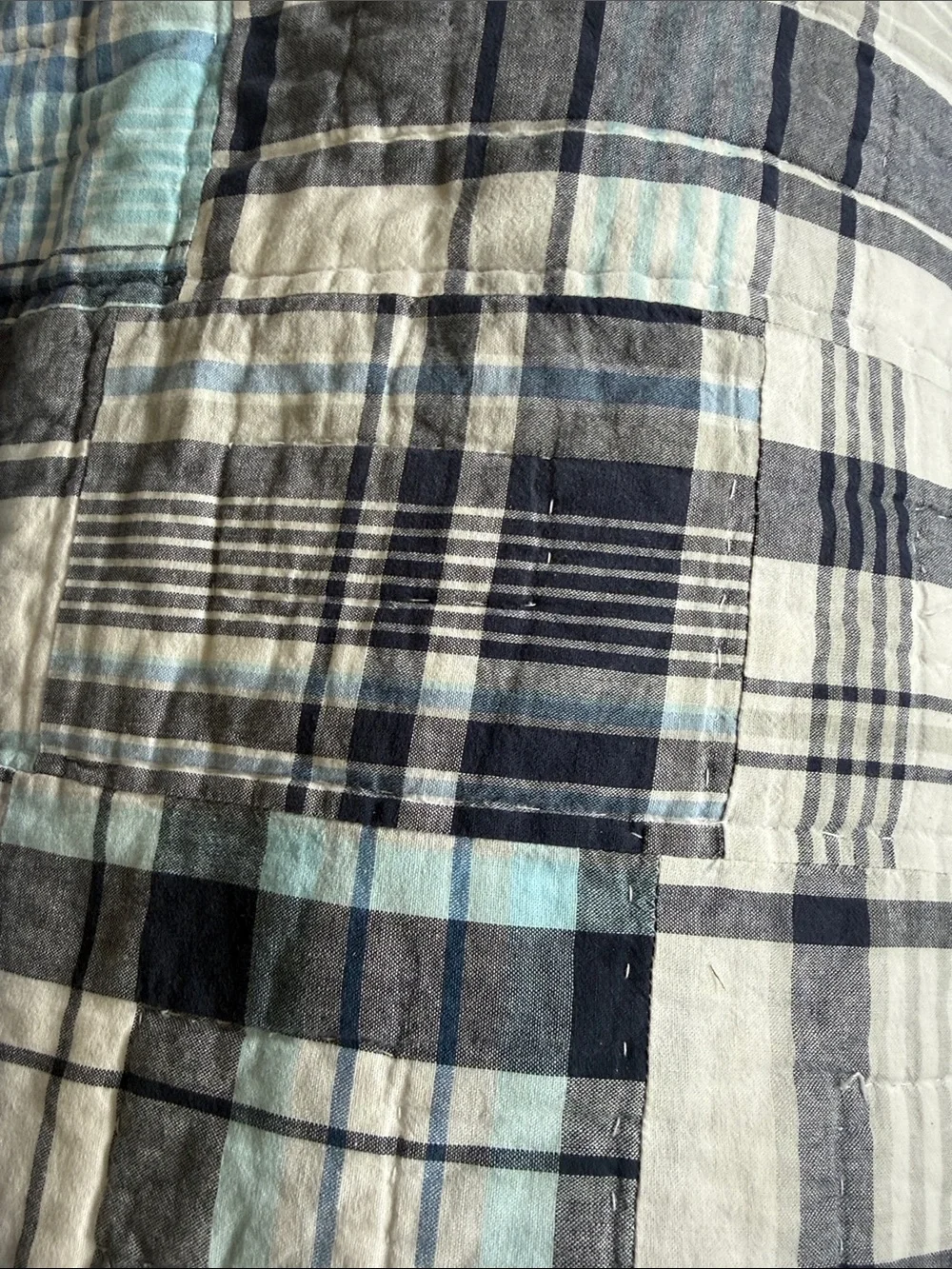Pottery Barn Kids Queen  Patchwork Quilt Set in Blue and White - Home Bedding
